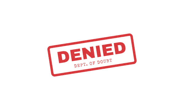 DENIED stamp, red ink rubber stamp on a transparent background